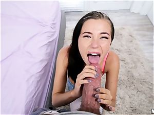 ample weenie squeezes into the lil' labia fuckhole of Carolina Sweets and extreme cumshot